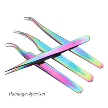 Load image into Gallery viewer, 1pcs Curved Straight Tweezers Rainbow Eyelash Extension Nails Decor Picker Dead Skin Remover Manicure Makeup Nail Tools JIFBT1-4